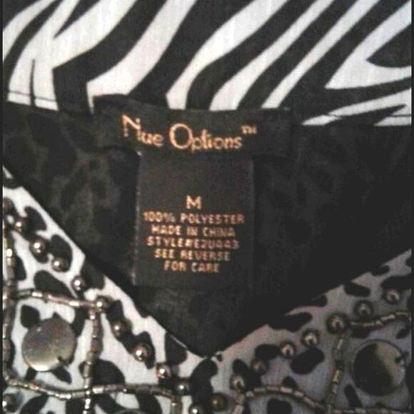 Nue Options Black & Gray Animal Print Embellished Flowy Top - Picture 6 of 6